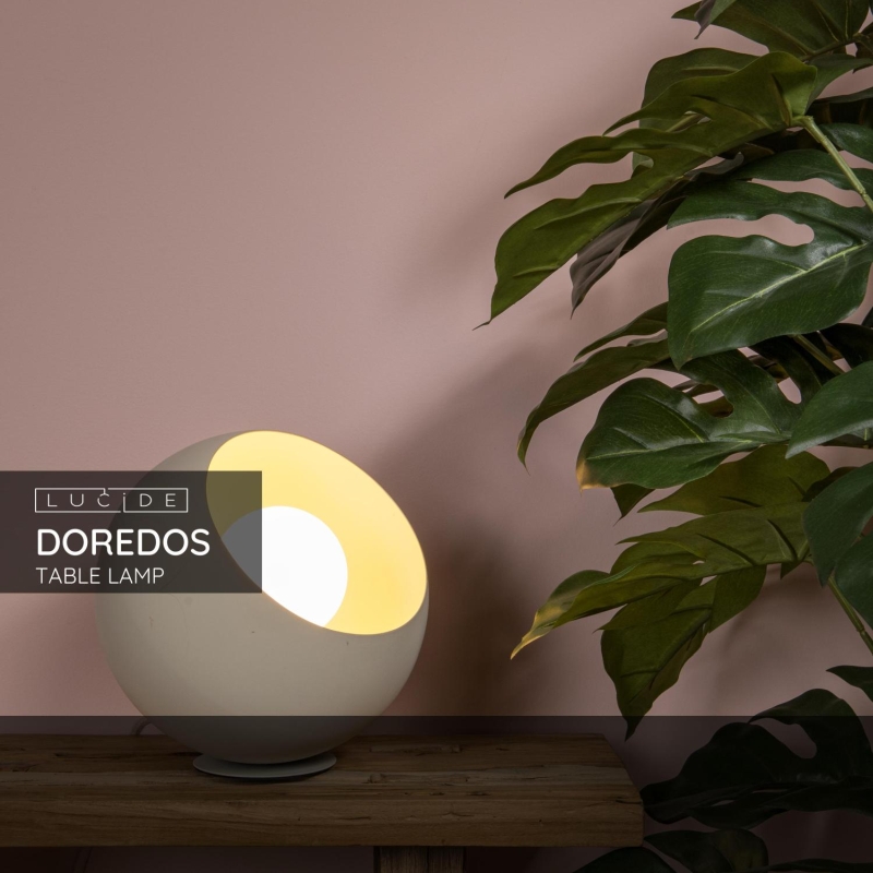 Lucide DOREDOS - Stolná lampa - Ø 20 cm - 1xE27 - Krémová